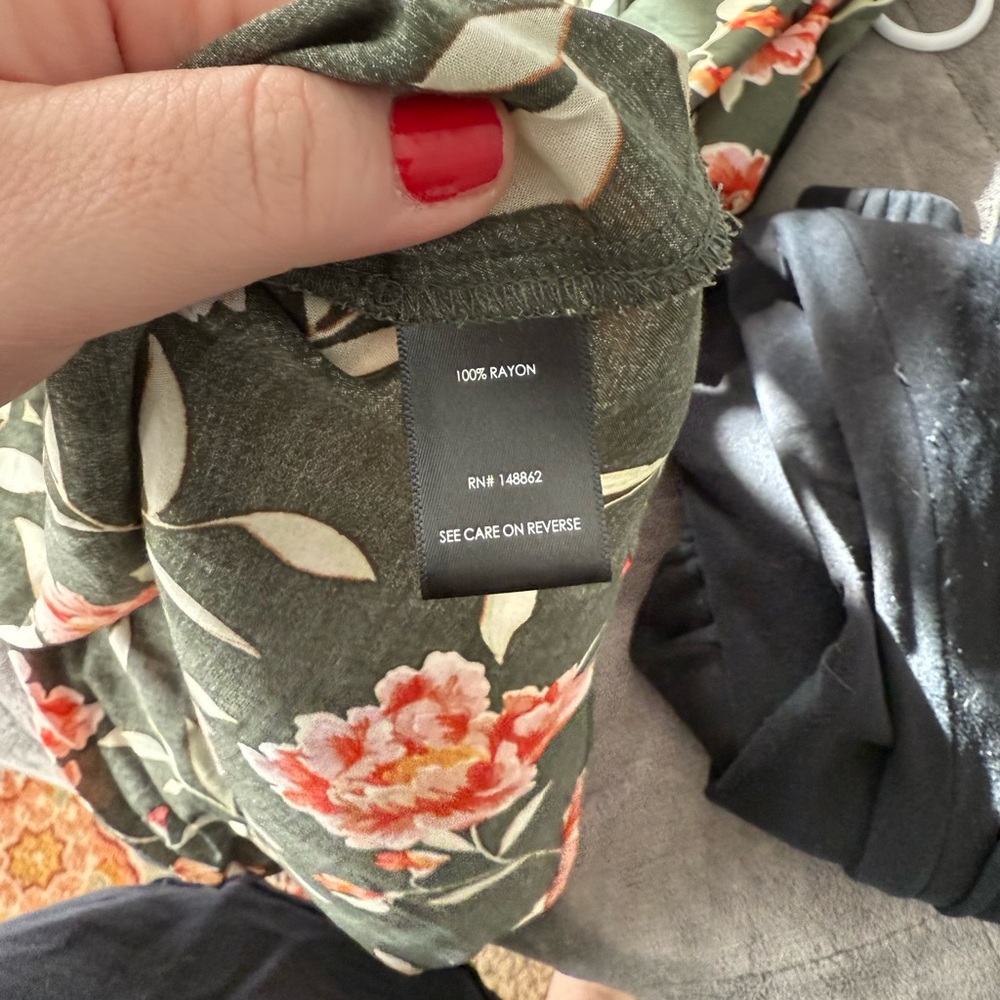 Torrid Floral Blouse - Olive and Coral - Picture 4 of 4